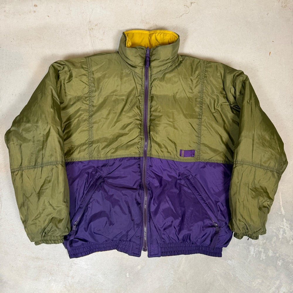Vintage Eddie Bauer 90s Reversible Down Puffer Jacket XL Colorblock Puffer